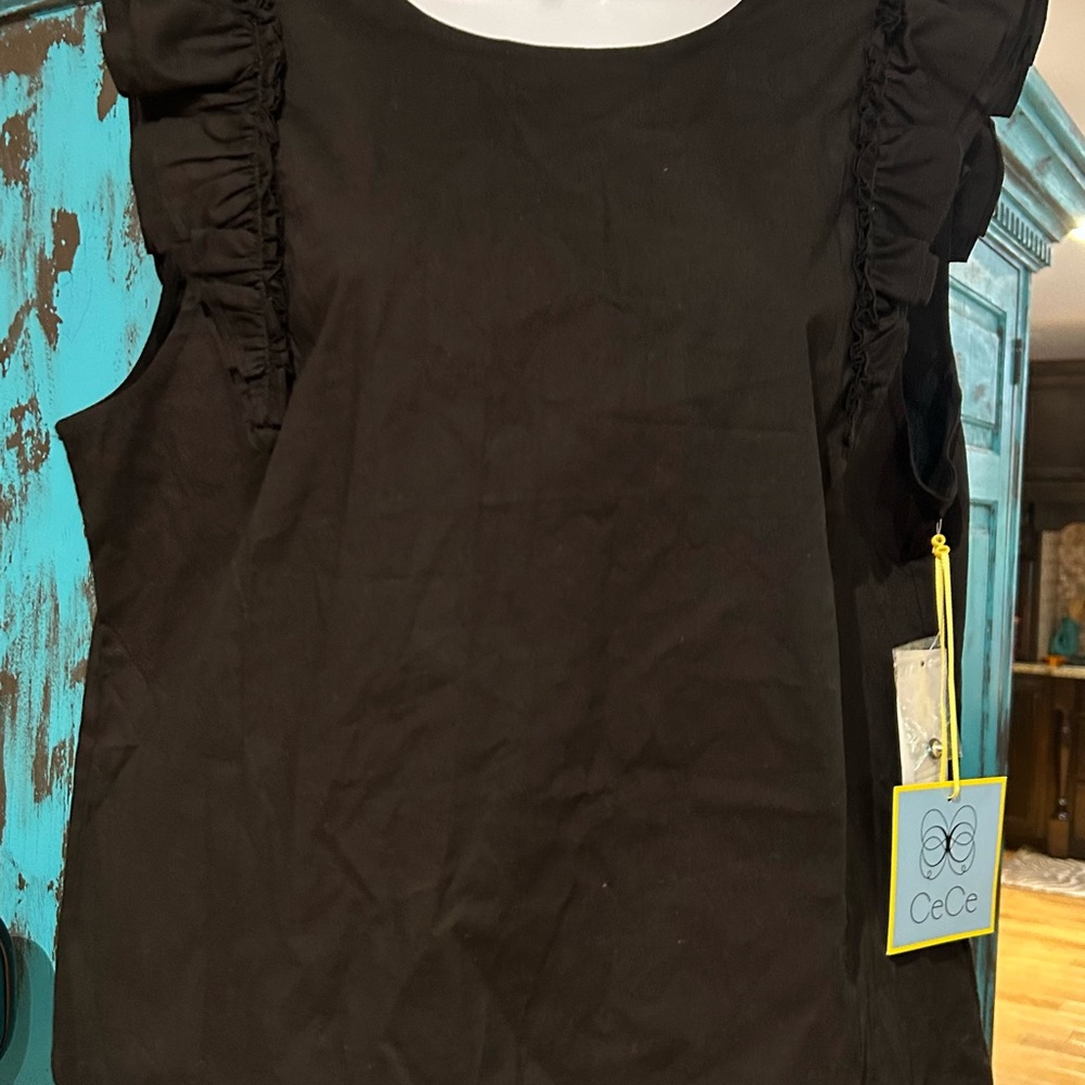 CeCe Women's Elegant Black Ruffle Blouse
